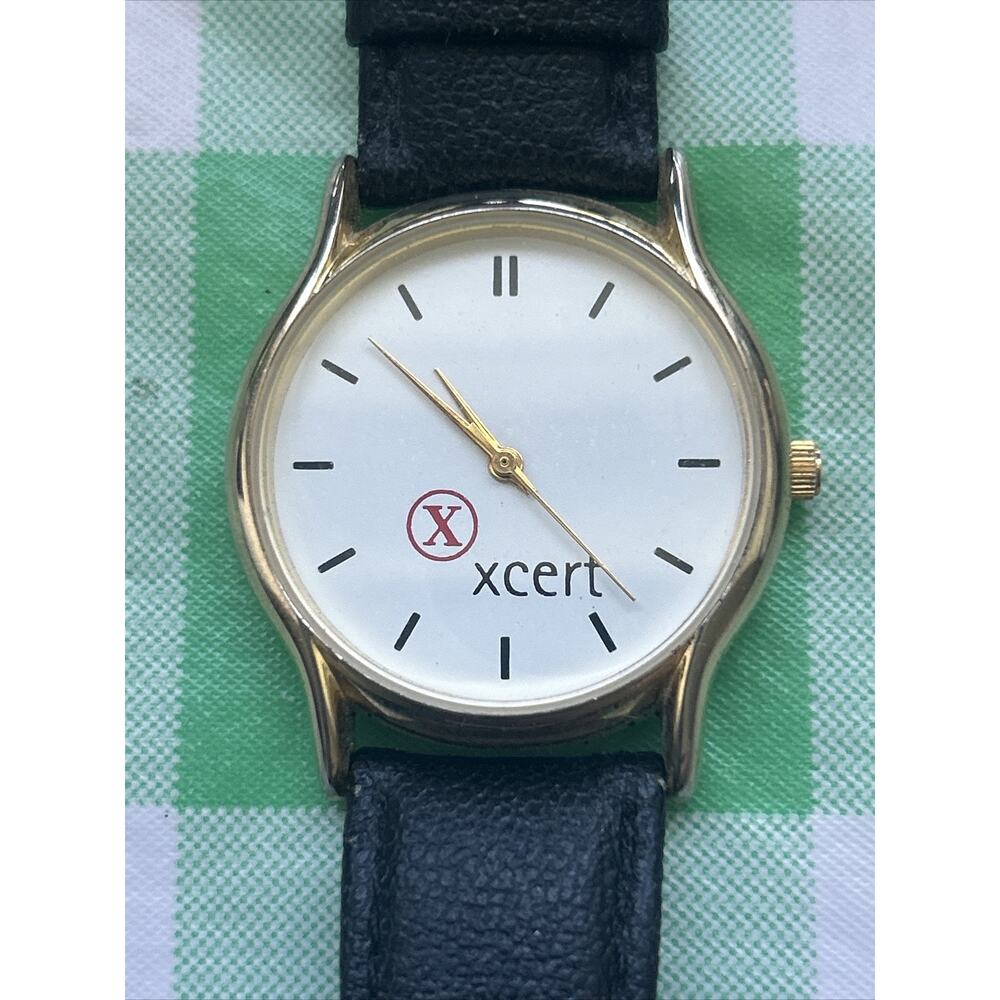 Xcert White Dial Black Leather Band Women’s Quartz Watch
